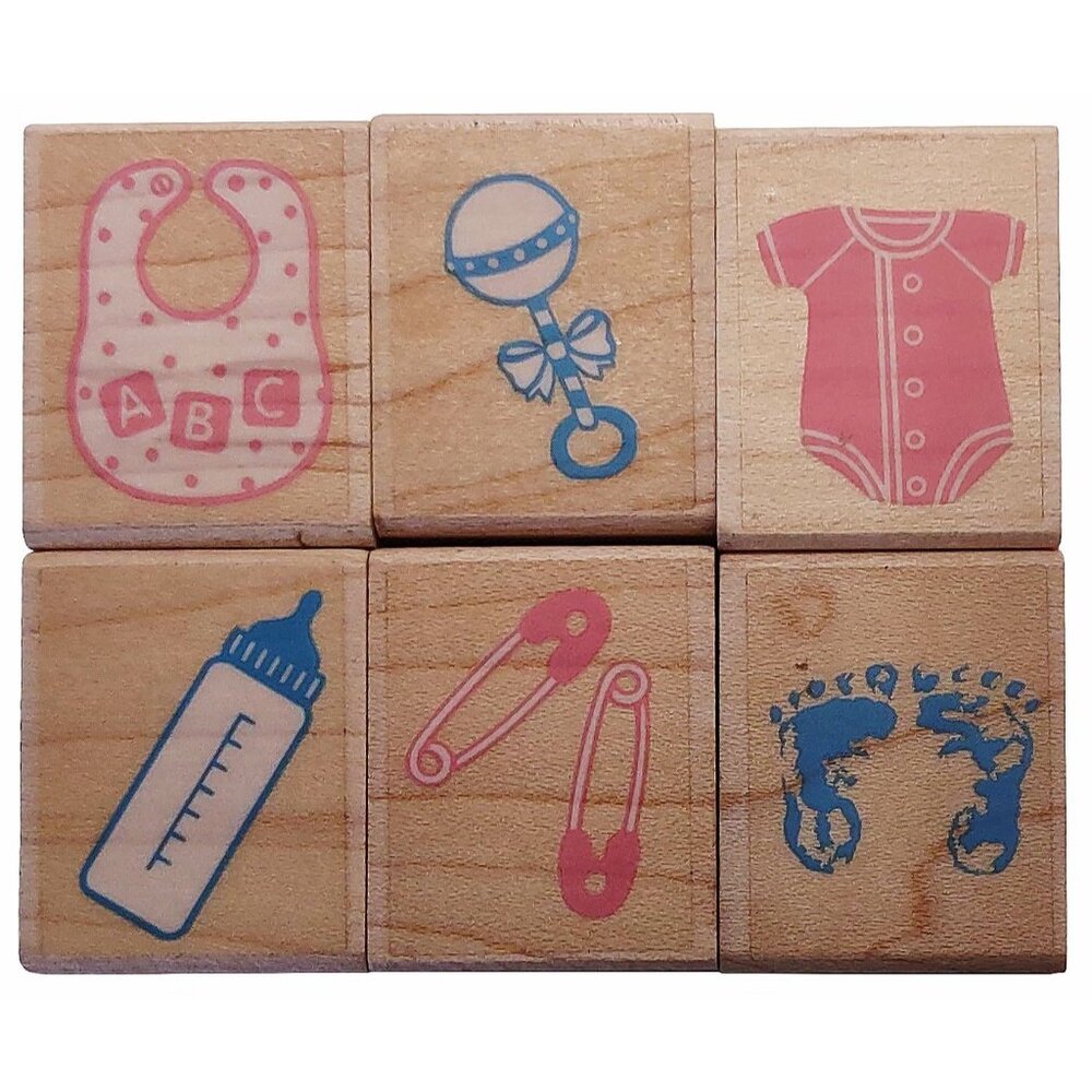 Baby Themed Rubber Stamp Set - 6 Pieces
